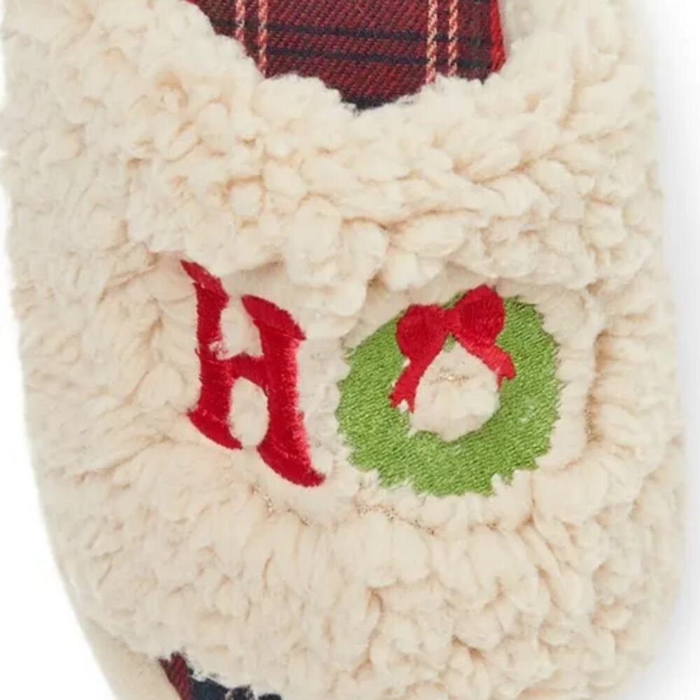 NWT "HO"ME Lane Holiday Faux Fur Dearfoams Cream Slide Slippers size XL (11-12) - Picture 14 of 15